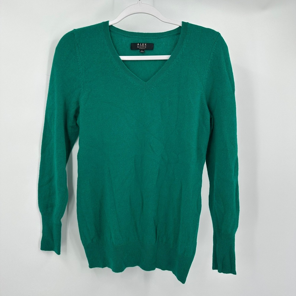 Alex Marie Womens Quiet Luxury Emerald Green Cashmere Sweater Size L Preppy